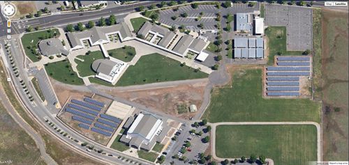 Aerial of MJHS Solar Panels